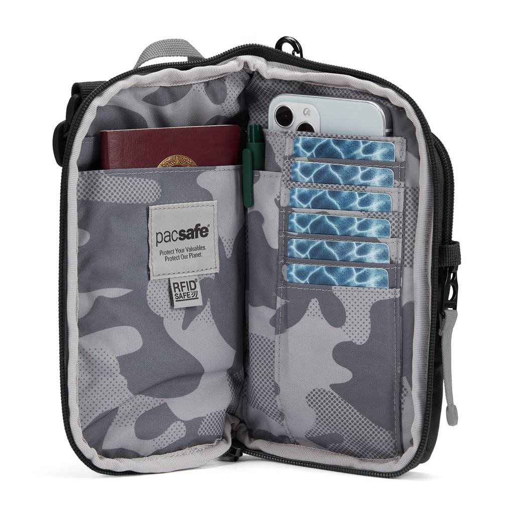 Pacsafe GO Anti-Theft Tech Crossbody, Jet Black, Jet Black