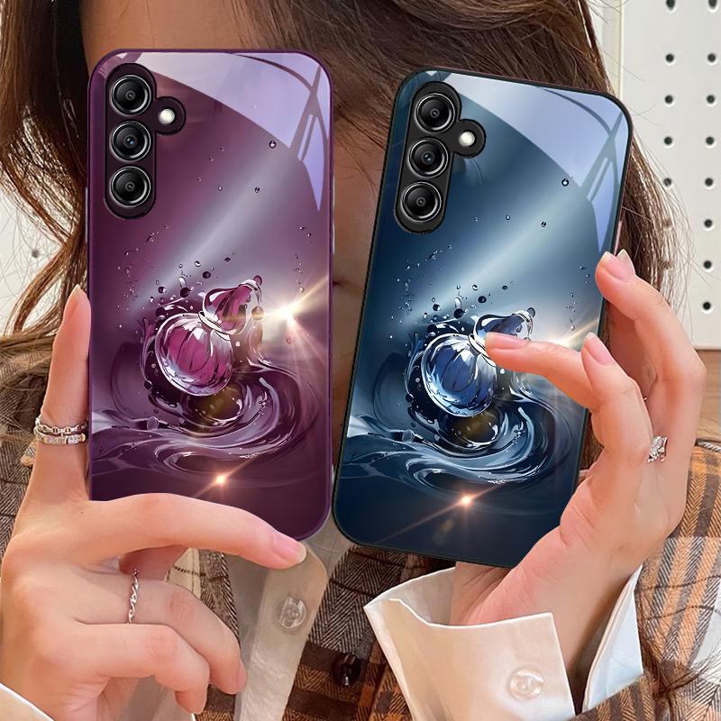 Waterdrop Gourd For Samsung Galaxy A14 4G 20 30 52 20S 21S 22 A32 33 34 42 50 51 53 54 70 71 72 73 5G Glass Phone Case