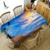 Thicken Cotton Tablecloth Sunset Seascape Pattern Island Coconut Tree Rectangular Round Table Cloth For Wedding Picnic Party
