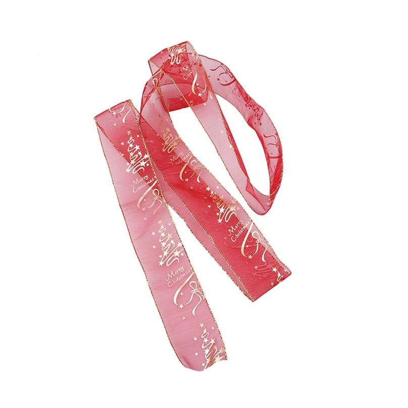 Fashion Creative Red Flower Printing Christmas Ribbon Christmas Tree Decoration