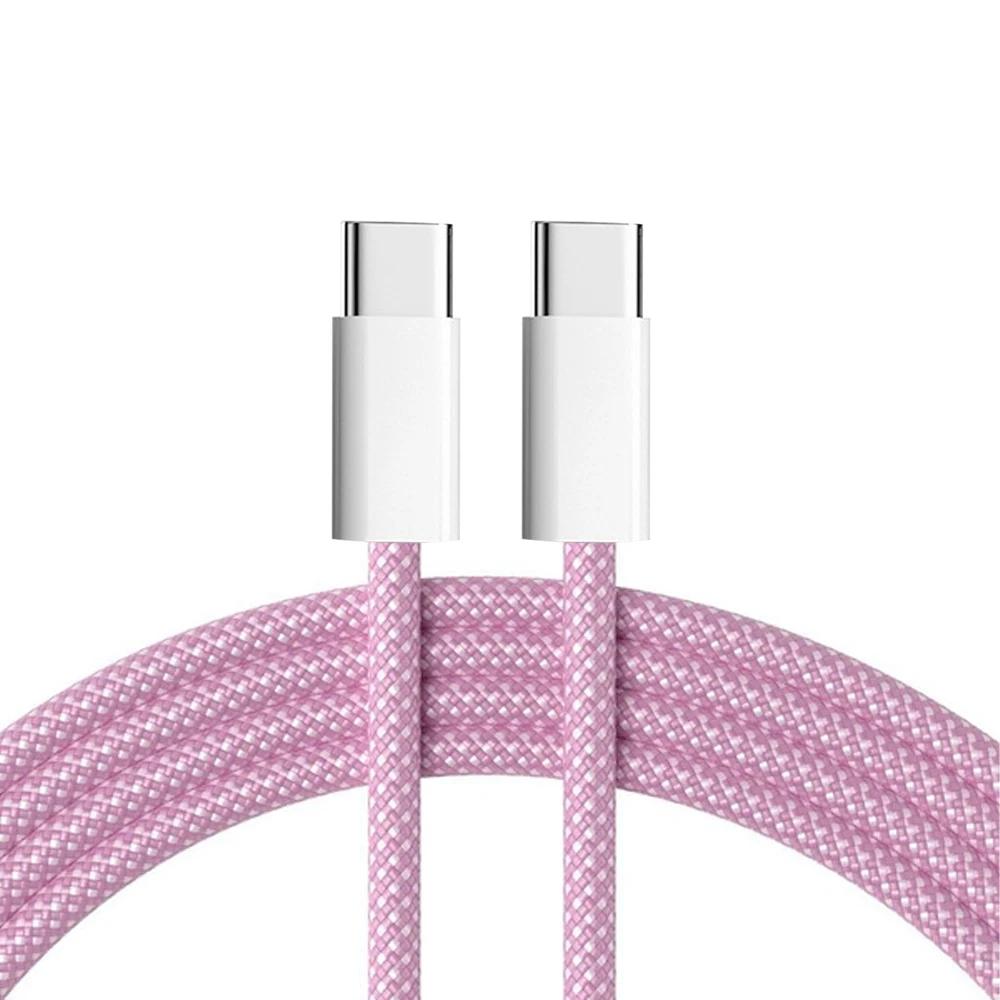 PD 60W Dual USB Type C Data Cable For iPhone 15 Pro Max 15 Plus Phone Fast Charging Nylon Braided Cable For Samsung Xiaomi OPPO