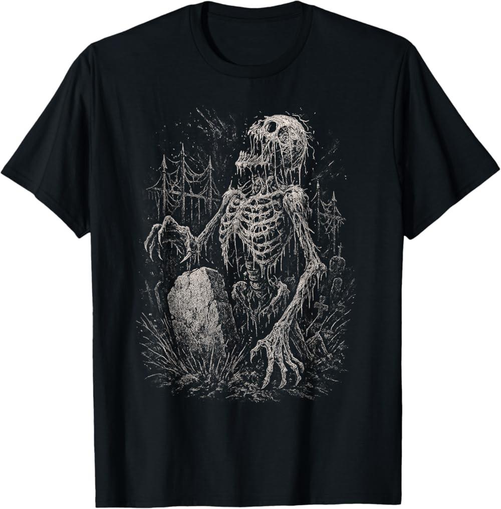 NEW LIMITED Zombie Skeleton Undead Horror Grave Goth Alt Alternative T-Shirt S разноцветный