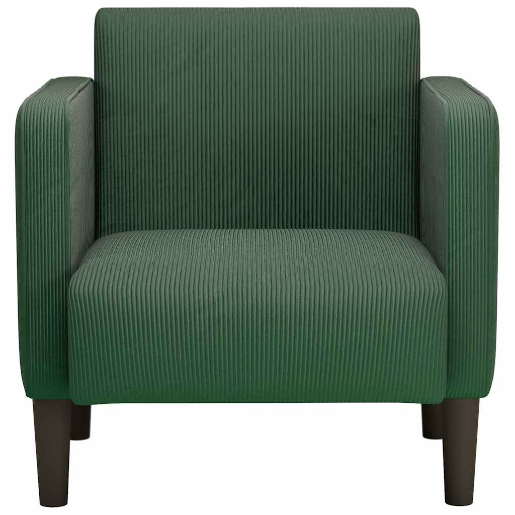 Armchair with Armrests Dark Green 54 Cm Cord Fabric