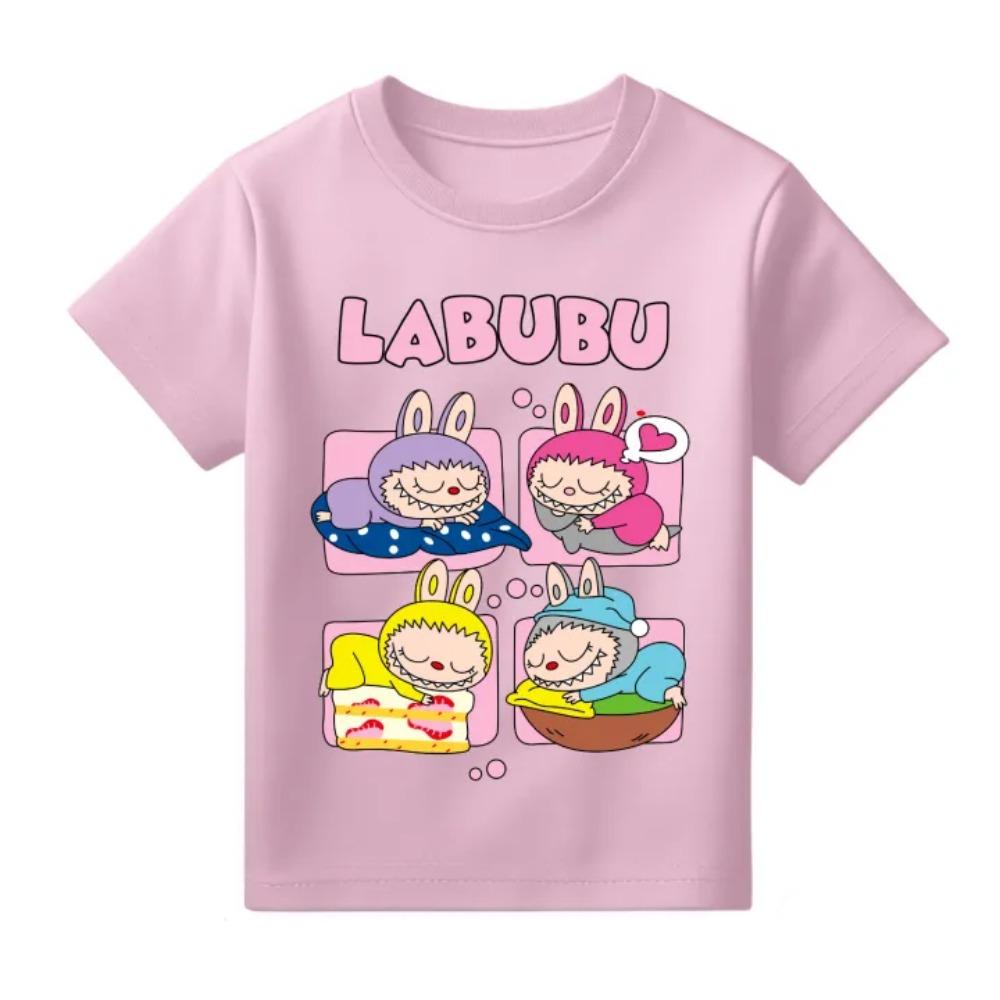 Summer Popular Children's T-shirt Clothing Labubu Printed Girls Round Neck Short Sleeved Casual Variety of Colors To Choose From