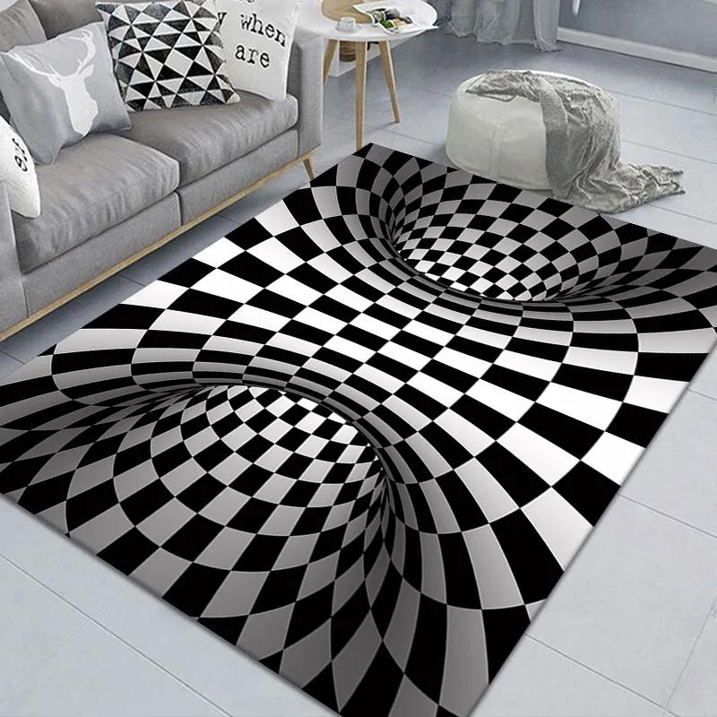 3D Optical Illusion Home Entrance Carpet Door Mat Trippy Living Room Rug Non-Slip Hallway Bedroom Bathroom Kitchen Floor