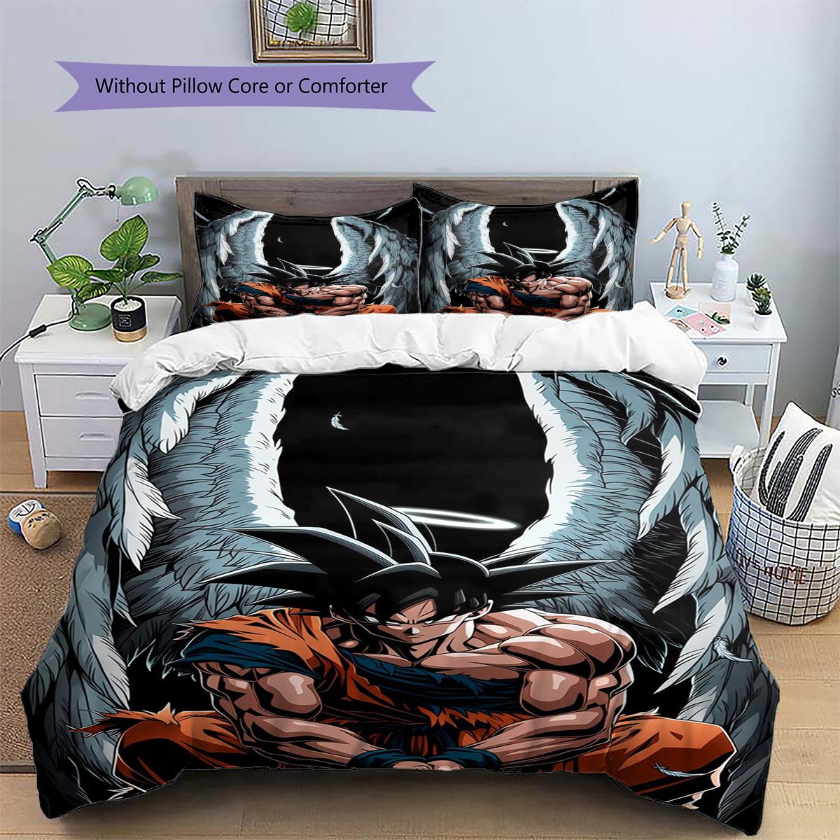 

Goku Patterned Pillowcase & Duvet Cover Set Anime Fan Favorite Bedding for Bedroom Decor Nice Present for Enthusiasts.-TING 135x200cm