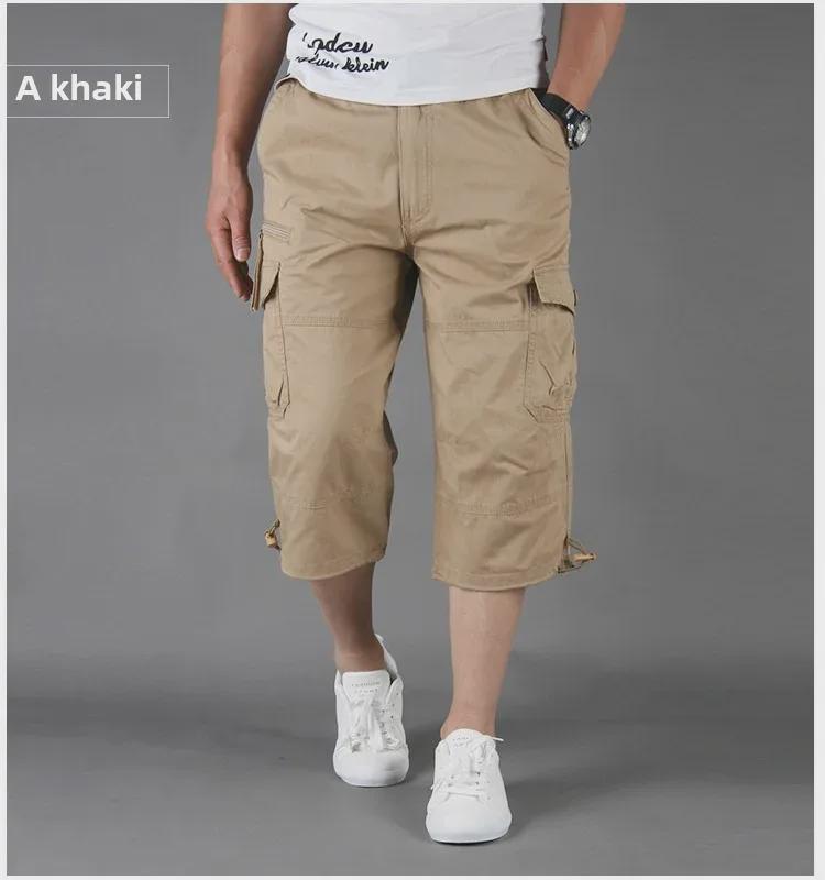 Locker geschnittener verkürzter Overall mit mehreren Taschen für Herren: Leichte, mittellange Outdoor-Freizeitshorts