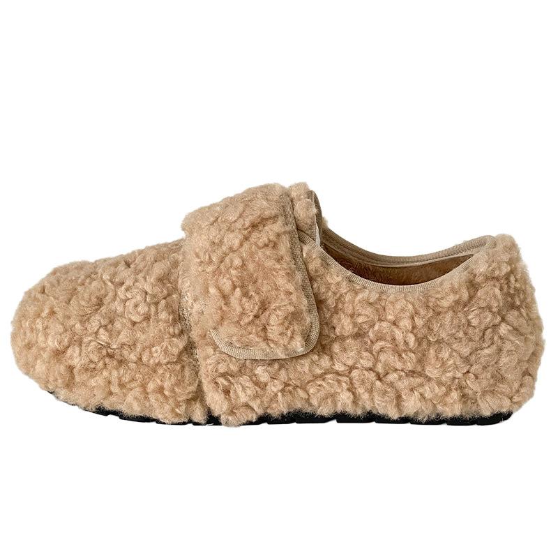

B3520 Velcro Mao Mao Doudou shoes women s niche plush board shoes winter warm low-top 2024 new cotton shoes 40 хакі