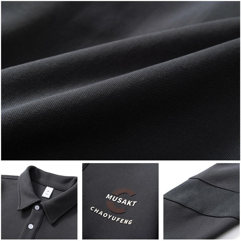 350G Heavy Polo Collar Long-Sleeved Sweater Men'S Loose Trendy Plus Size Top Men'S Lapel Casual Jacket