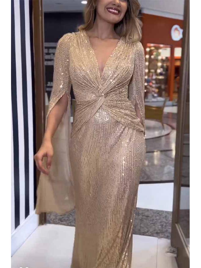 GA23108 European & American Sequin Party Dress - Casual, Loose, Sexy Fit