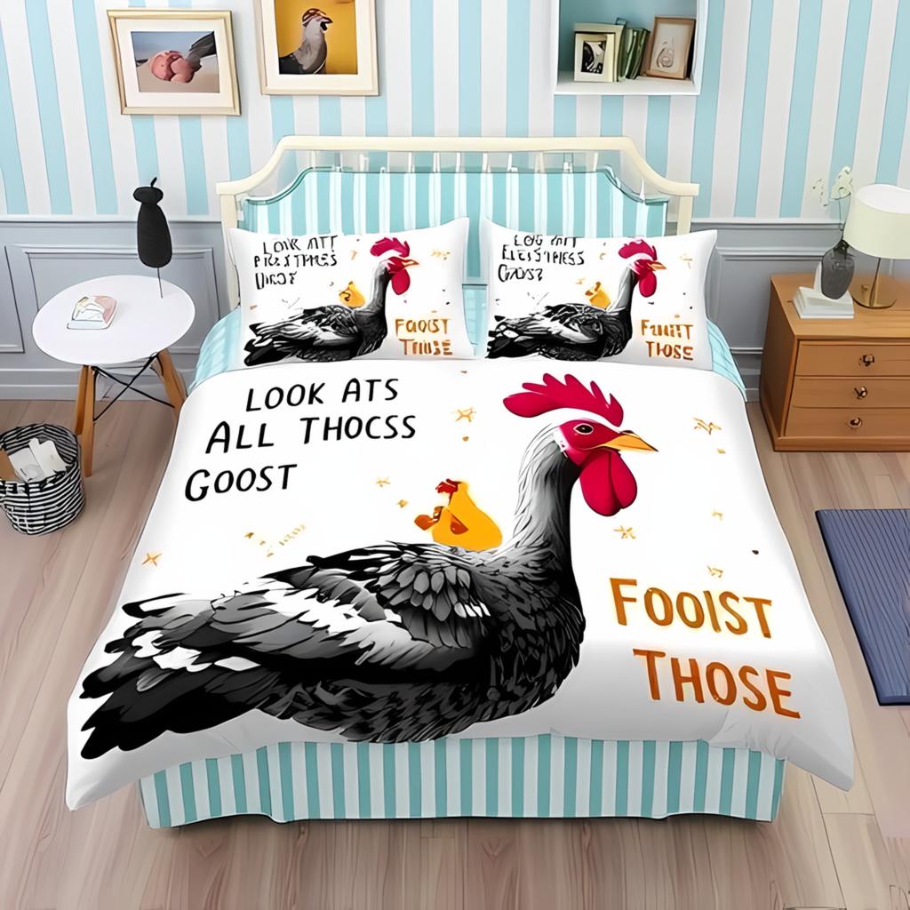 Comforter Cartoon Chicken For Kids Boys Girlslovely Rooster Bedding Setrustic Country Flower Leaves Comforter Warm