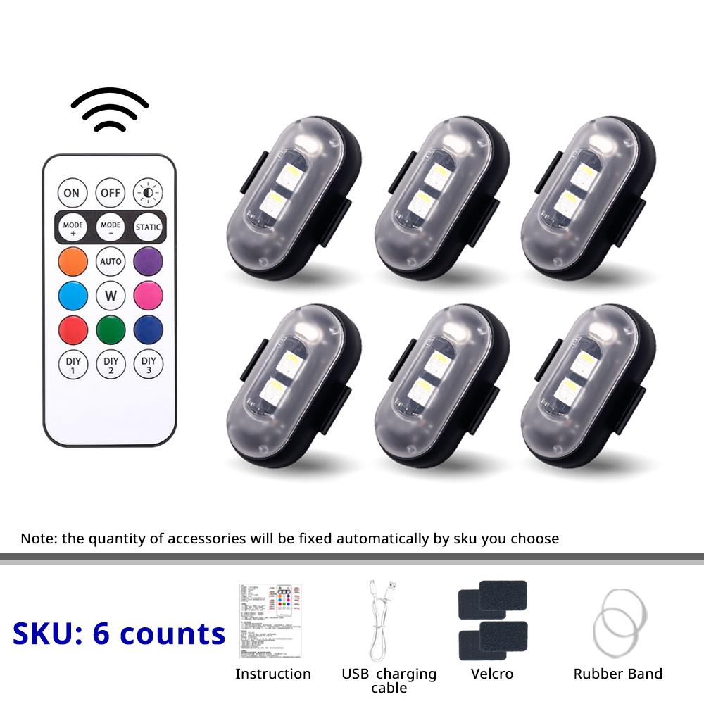 RGB LED Portable Party Lights Remote Control Wireless Lighting Rechargeable Car Footwell Light Under Glow Kit Accessories Gift