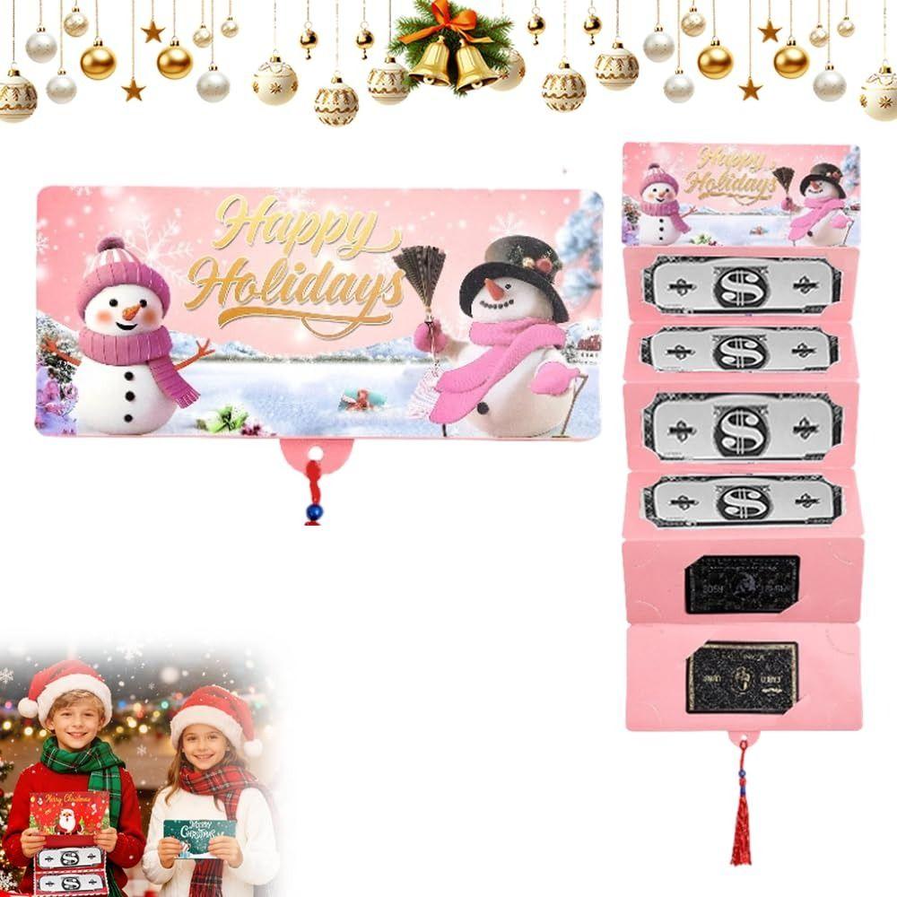 Santa Claus Christmas Cash Gift Envelope Christmas Tree with 10 Slots Folding Banknote Card Christmas Money Holder