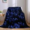 Midnight Blue Bloom Flannel Blanket Warm Soft Halloween Christmas Couch Warm Cozy Decorative Decor Gift for All Season
