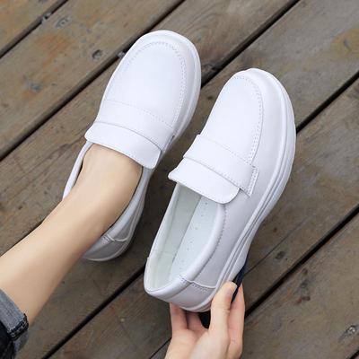 Frühling und Herbst Dickbesohlte Kleine Lederschuhe Damen Freizeitsportschuhe Atmungsaktiv Rutschfest Arbeitsschuhe für Damen