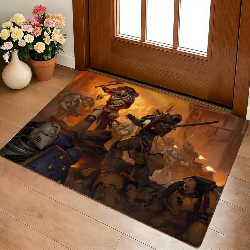 Tappeto da Battaglia Spaziale Sci Fi Stampa Personaggio Gioco Dark Fantasy Antiscivolo Rettangolare Tappetino per Pavimento Stanza dei Giochi Decorazione Casa