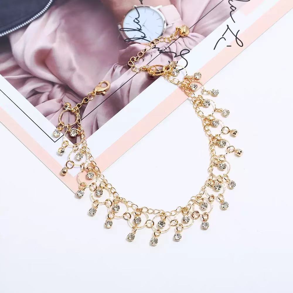 

Sparkle Rhinestone Tassel Bell Anklet , Unique Design Gold Silver Ankle Bracelet for Women