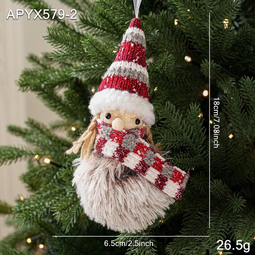 Snowman and Santa Plush Christmas Tree Ornaments