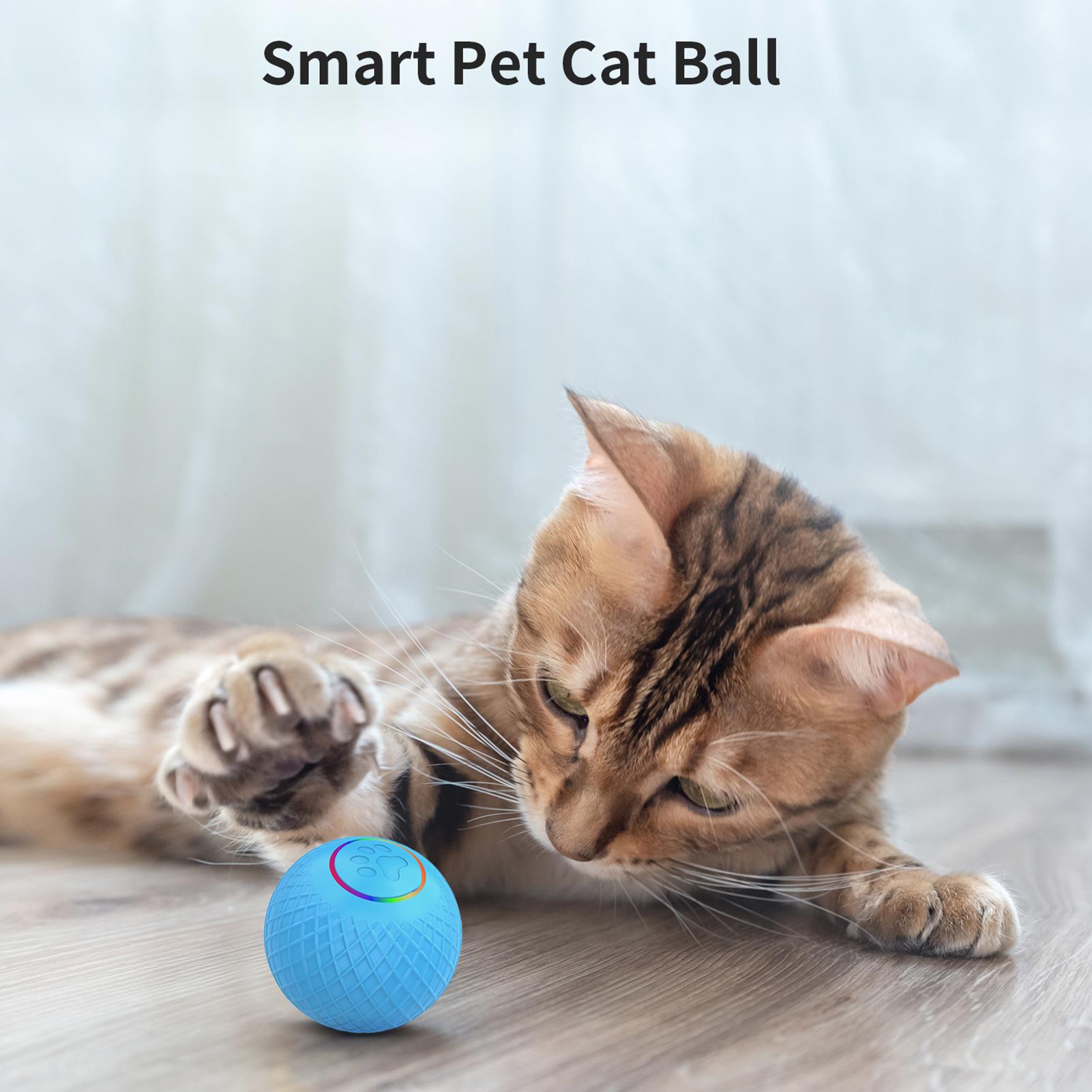 

Toy Ball for Cats Remote Control Pet Toy LED Flashing Dual Mode Design Low Noise Type C Charging Automatic Remote Control синий