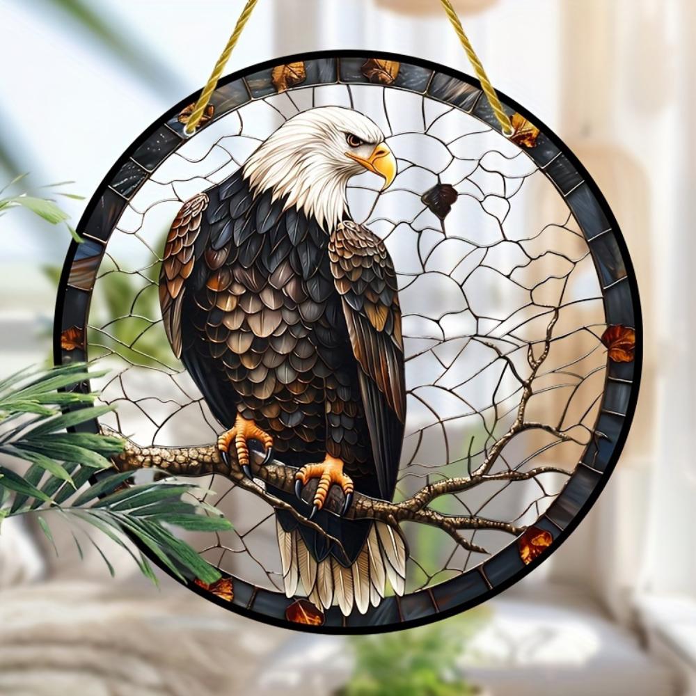 Proud Eagle Sun Catcher Acrylic Stained Glass Window Pendant, Suitable for Bedroom Porch Wall Decoration As a Housewarming Gift or Birthday Gift