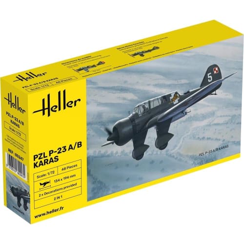 Platz Heller 1/72 WWII PZL P-23 A/B KARAS Plastic Model Kit HE80247 (Airplane)