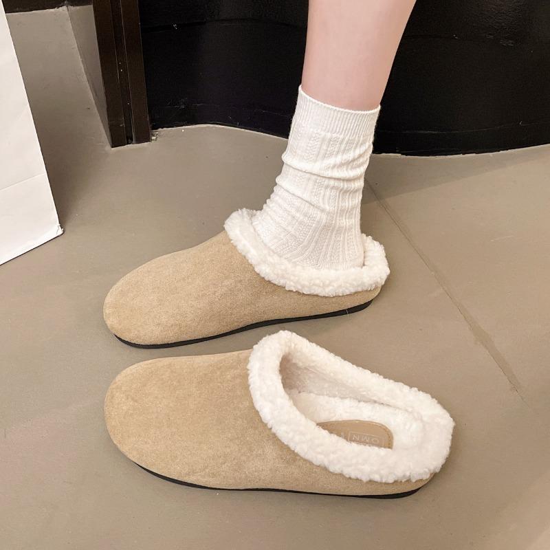Retro women's winter new Mao Mao slippers casual one-pedal bag head slippers women
