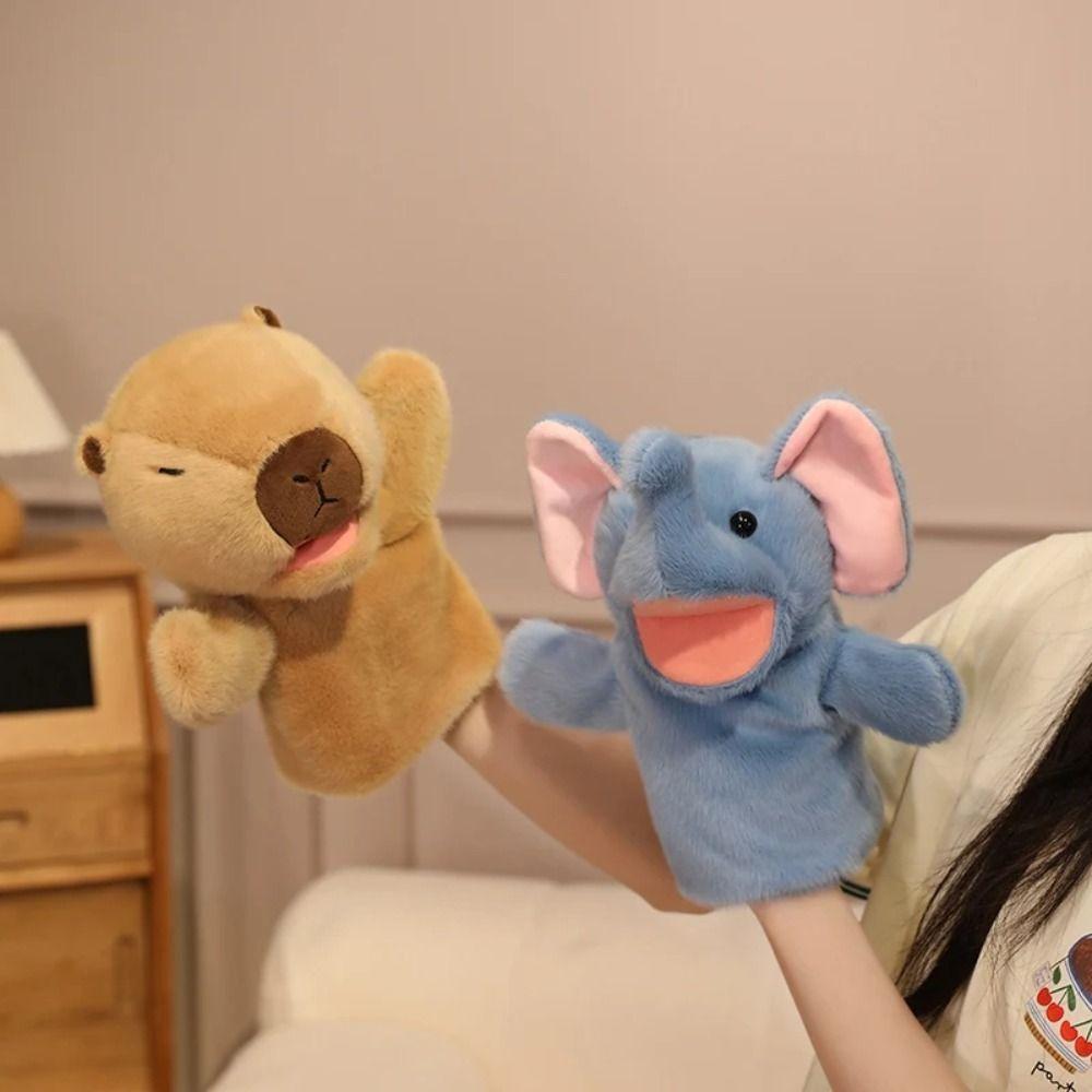 Frog Animal Hand Puppet Storytelling Duck Stuffed Plush Shark Toys Simulation Movable Mouth Hand Finger Story Puppet