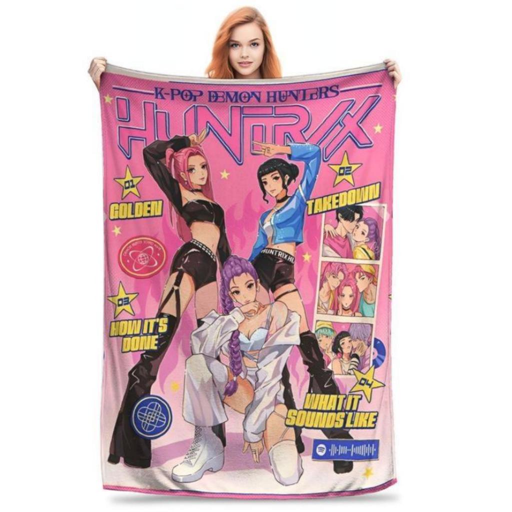 Flaneldecke 2025 Neu KPOP Domen Hunters Rumi Mira Zoey Saja Jungen Druck Weiche Decke für Fans Kinder Erwachsene für Weihnachtsgeschenk