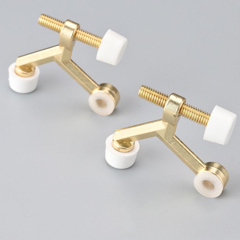

2Pcs Hinge Pin Door Stop Adjustable Hidden K-Type Thick Door Stop with Rubber Buffer Damper Door B-golden-2PCS