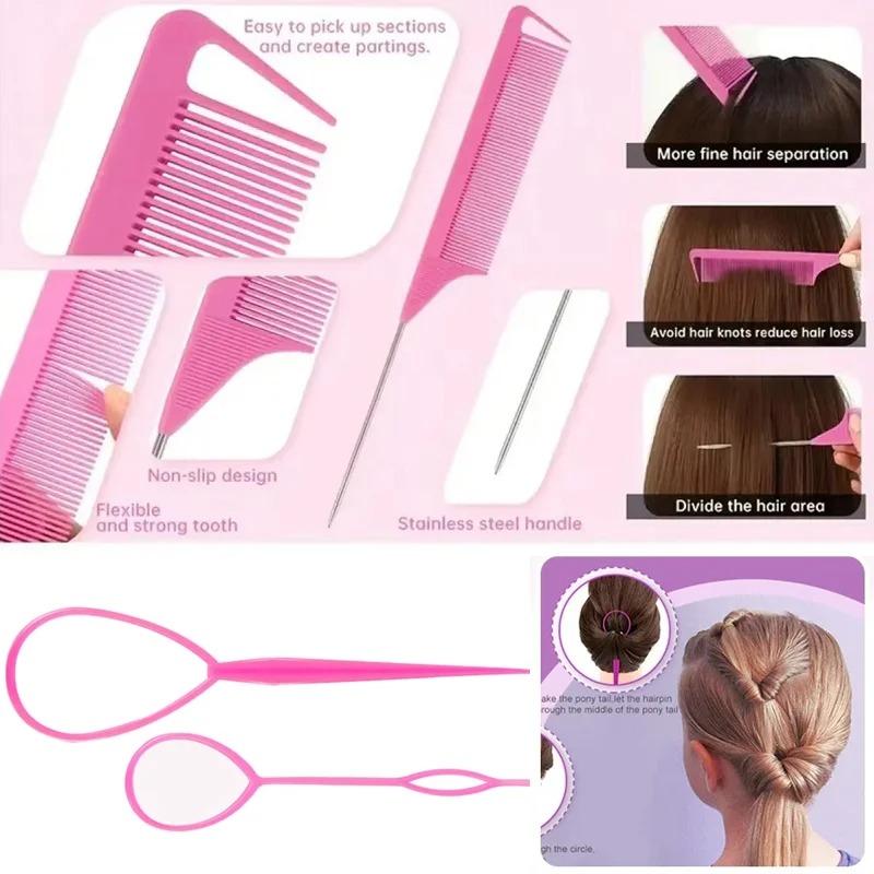 8pcs Hair Braiders Set with 200ml Water Spray Bottle Rat Tail Edge Comb Teasing Brush Hair Beauty Styling Accessories Kit