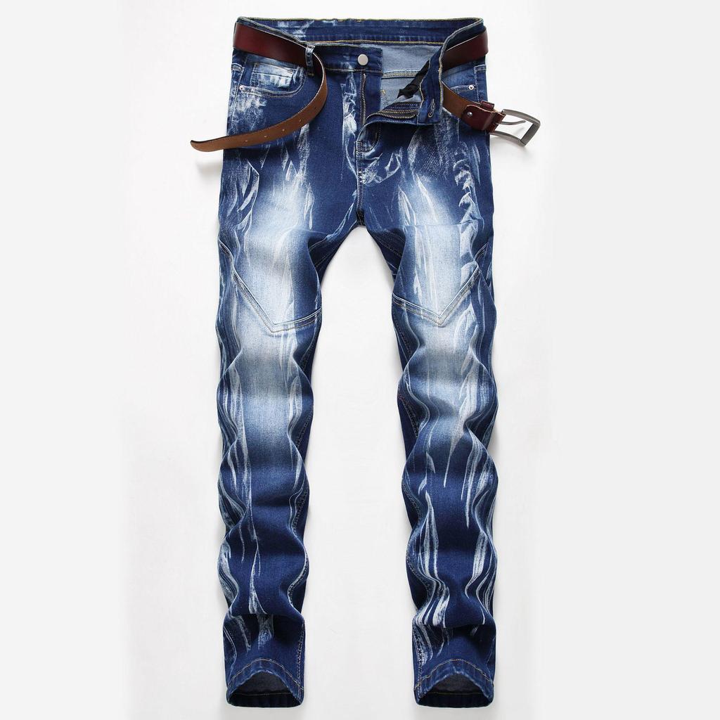 Pantaloni de toamnă vintage casual din denim de mărime mare pentru bărbați