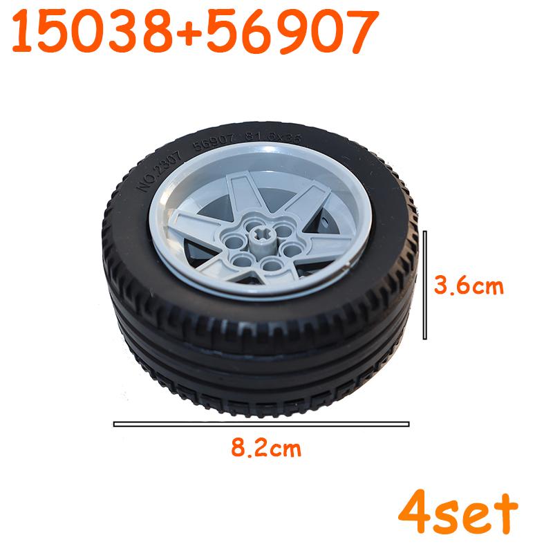 Full-size Tire Wheel Cross Hole Set Car Truck Wheels Hub Technical Bricks MOC Motorcycle Tyre & Rim Construction Building Blocks