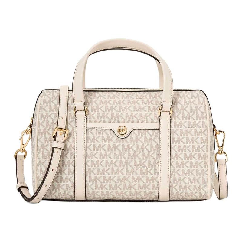 MICHAEL KORS Jet Set Travel Printed Logo Coated Canvas Shoulder Handbag Medium Women s Cream коричневый