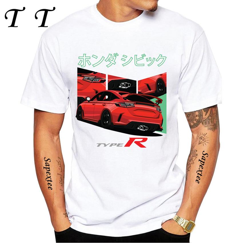New Summer Men Short Sleeve JDM INLANDSMARKT T-Shirt Civic Type R i-Vtec Car Interior Classic T shirts Boy Casual White Tees