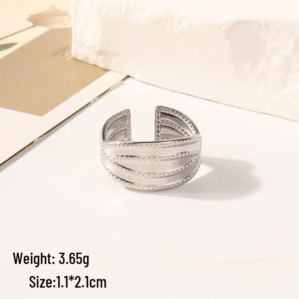 European Chic Irregular Open Ring Set with Creative Convex-Concave Texture for Women