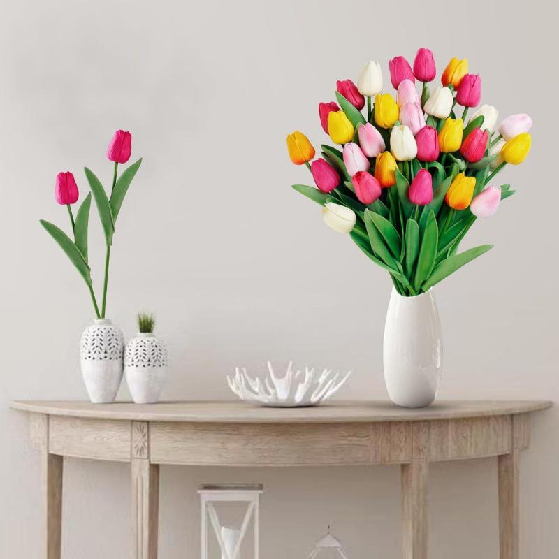 High-End PU Mini Artificial Tulip Bouquet for Living Room