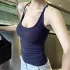 Women's Summer Hot Girl Pure Style I-Back Tank Top with Chest Pad, Solid Color, Versatile Sports Design