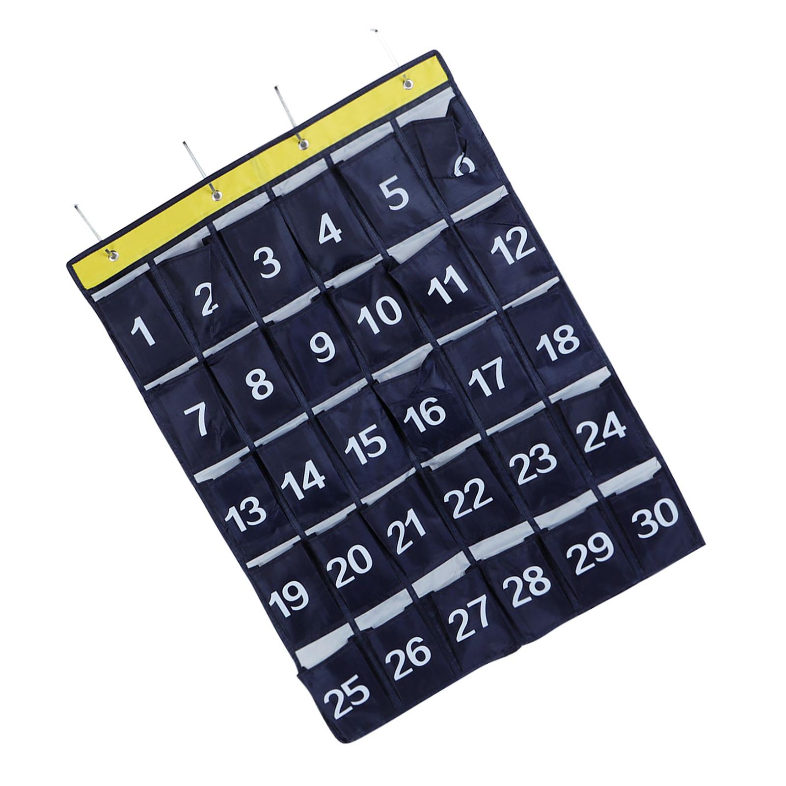 

30 Pockets Wall Hanging Storage Bag Phone Holder Hanging Organizer with Numbers Navy Blue