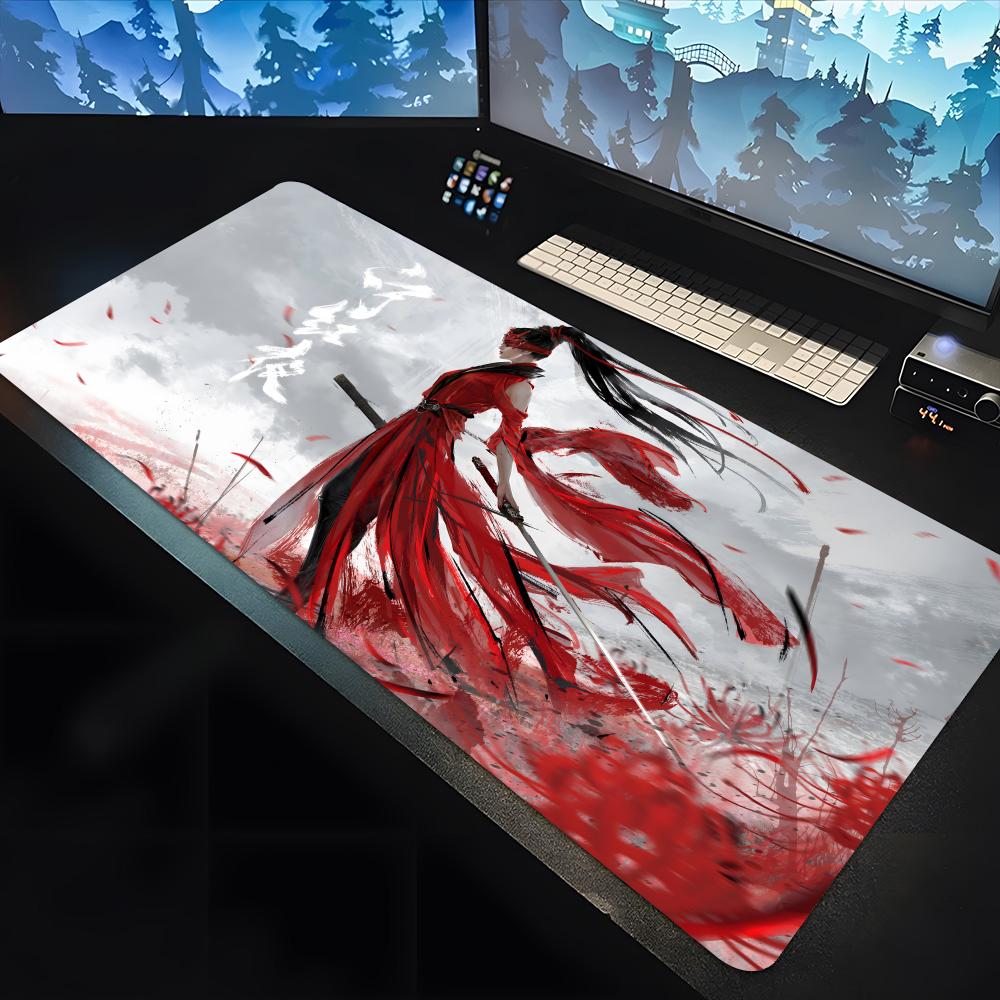 N-Naraka B-Bladepoint Mouse animation Pad large keyboard mouse desk pad non-slip rubber gaming mouse pad laptop carpet 600x300