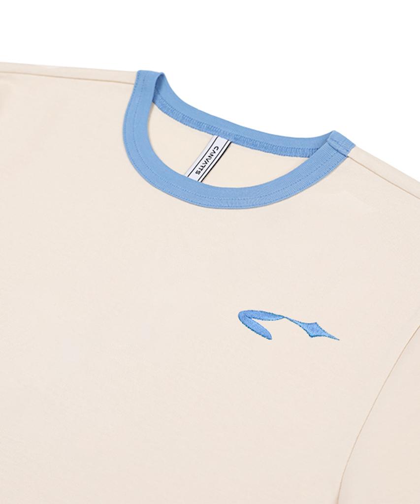 CANVARTS Glitter Logo Crop Short Sleeve T-Shirt (Beige)