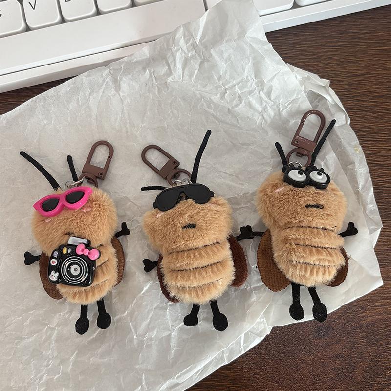 1/3Pcs Cute Cockroach Doll Keychain Creative Stuffed Animal Keyring School Bag Pendant Backpack Hanging Decoration Lovely Gift