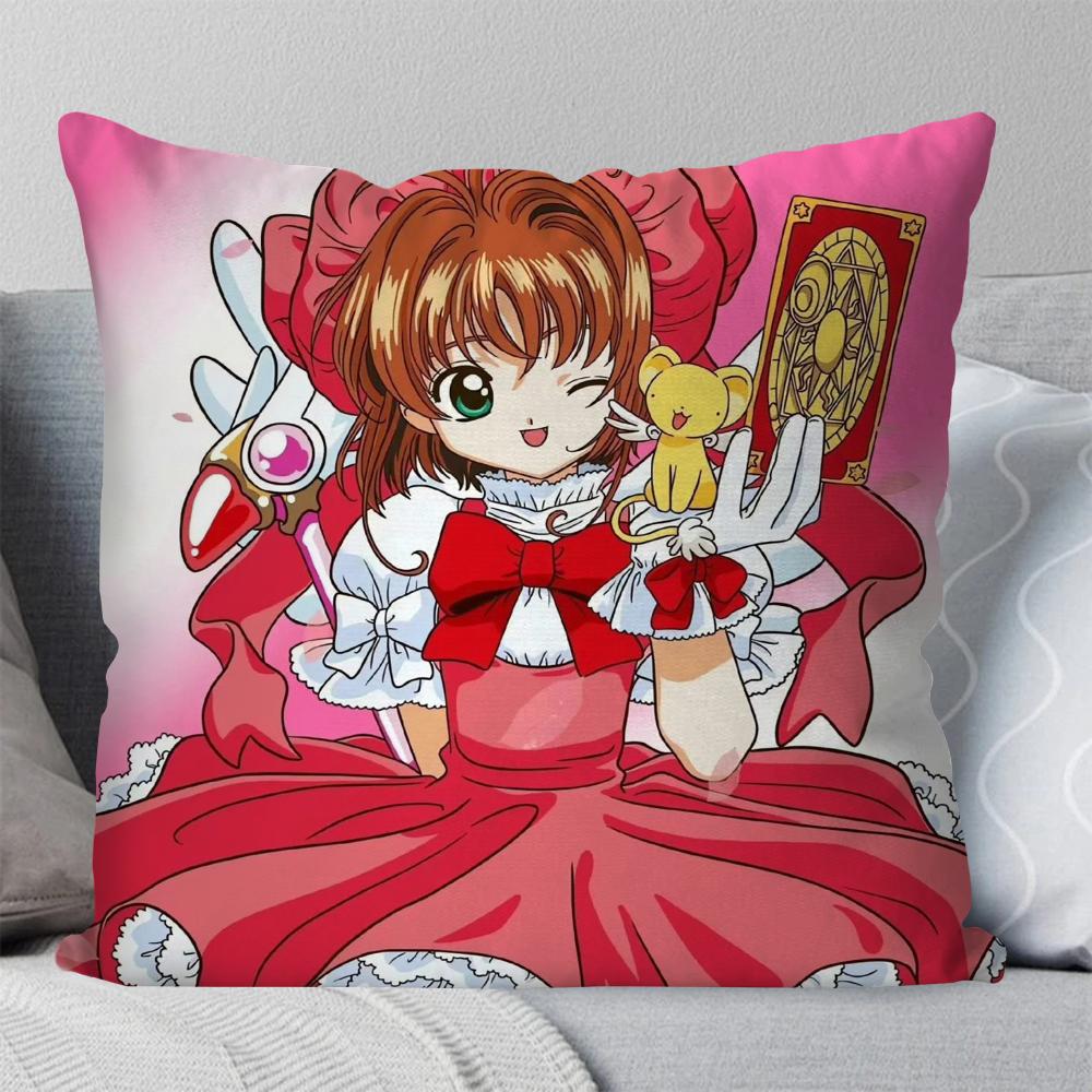 1pc C-Cardcaptor S-Sakura Magical Girl Manga Pillow Case Square Pillow Bedroom Sofa LeisureCar Living Room Home Decoration 40X40