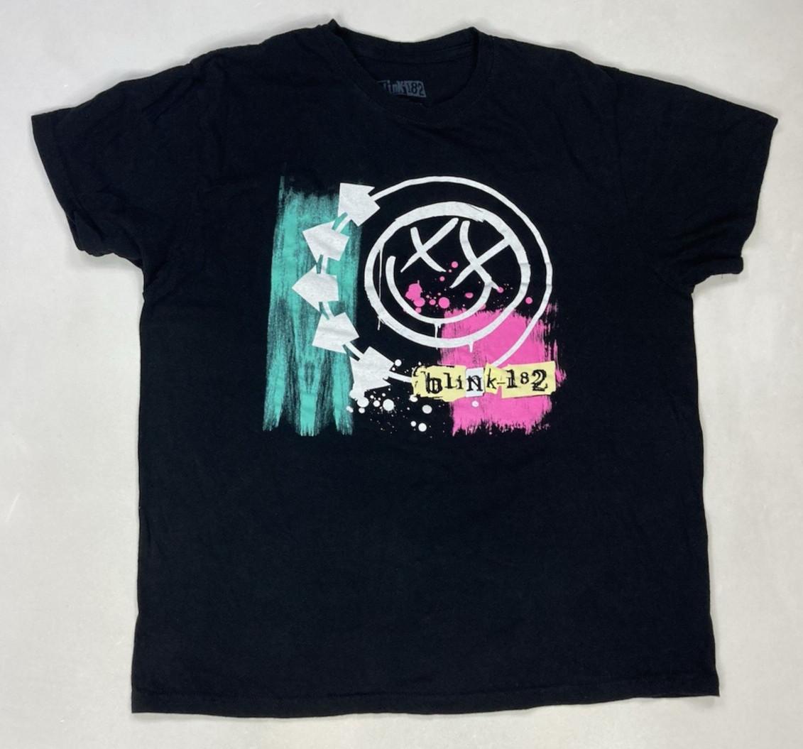 Blink 182 Punk Rock Graphic T-shirt Men XL Black Short Sleeve Music Merch S