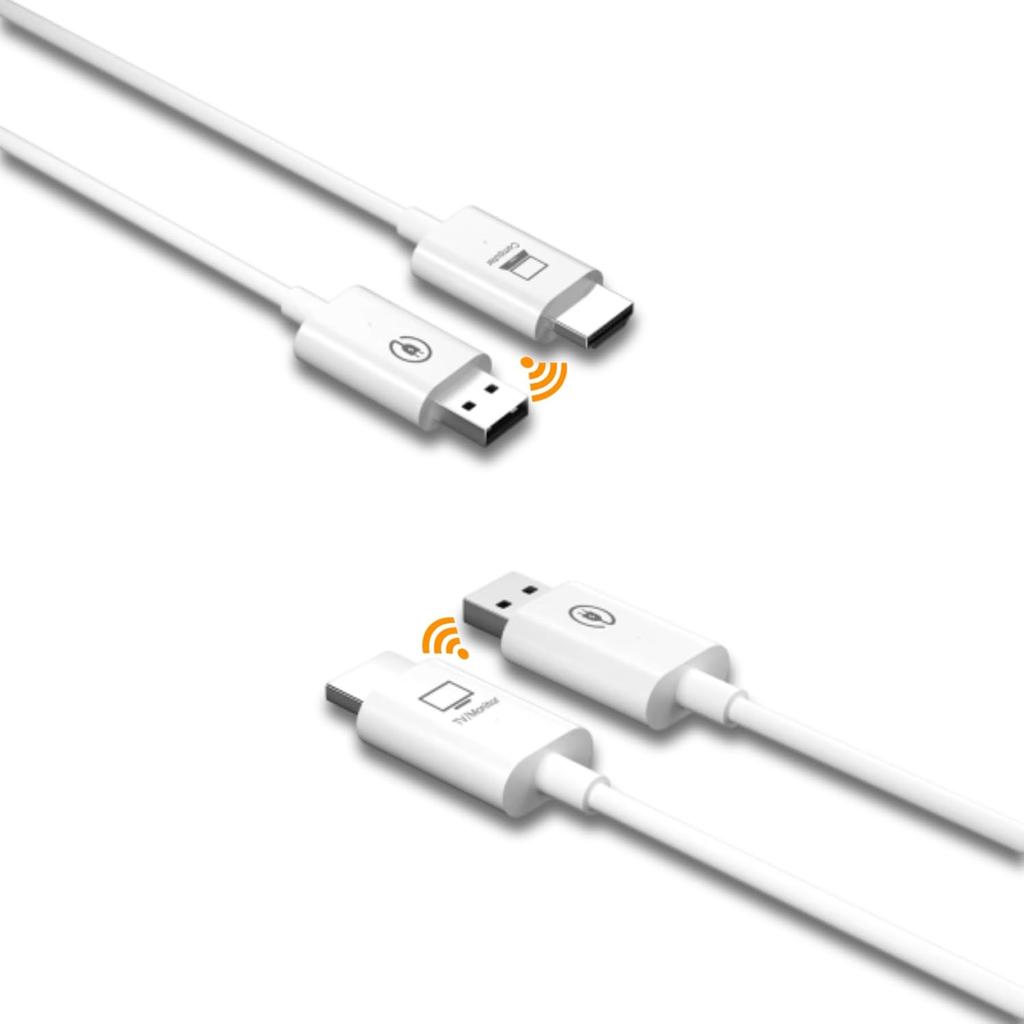 HD Receiver and Transmitter Kit - 1080P 4K Ultra Mode Dongle Adapter, Convenient 2-Cable Plug and Play Streaming Media for , Dongle, Labtop, PC