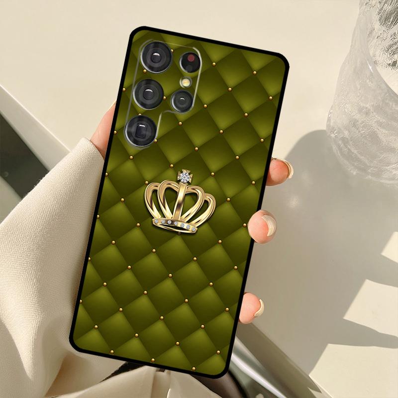 Quilted Texture Sofa Pattern Crown Case For Samsung Galaxy S22 Ultra S21 S20 S24 S25 Ultra S9 S10 Plus S23 FE S25 FE Back Cover