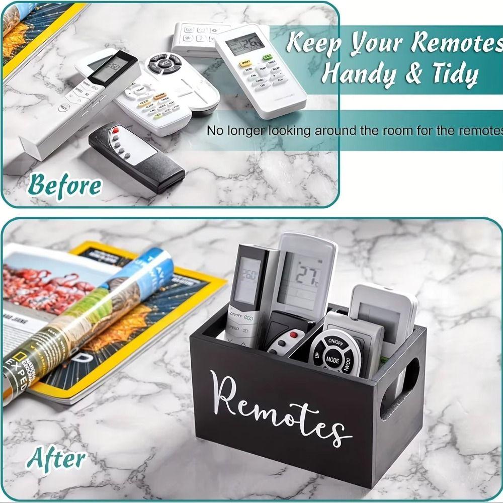 2 Compartments Desktop Storage Box Portable Wooden Partition Storage Box Home Organization