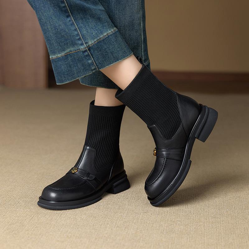 Skinny Boots Women's Autumn and Winter Knitted Elastic Socks Boots Flat Boots