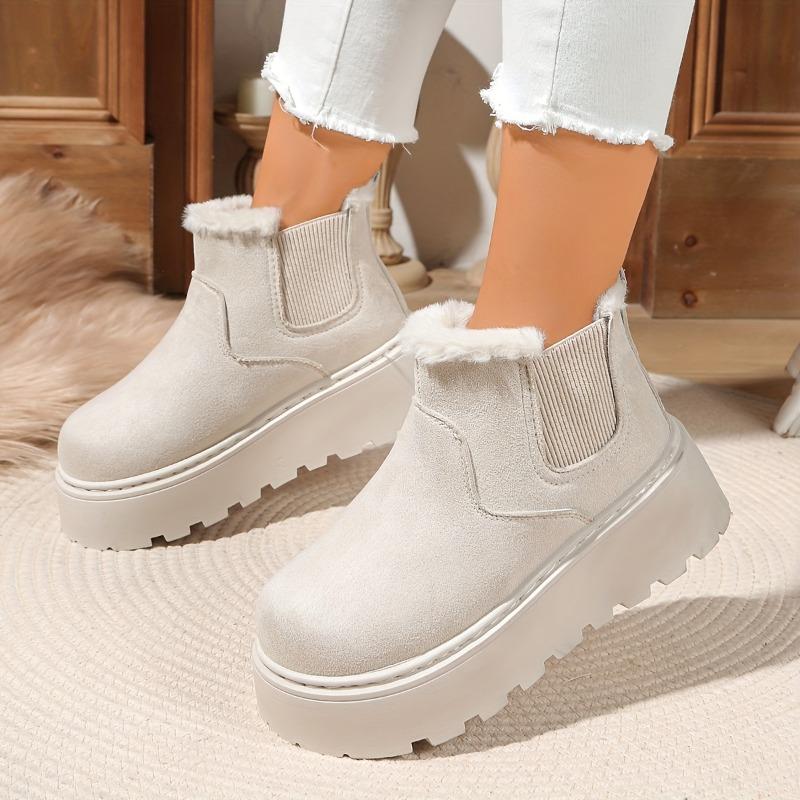 Women'S Thick Sole Snow Boots Warm Fleece-Lined Winter Boots with Non-Slip Rubber Outsole