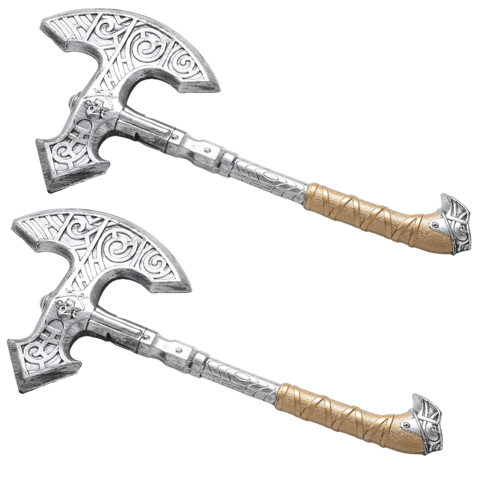 

2 шт. Хелловінські сокири-пропси Кістяні сокири Прикраси Хелловінські аксесуари Пластикові сокири-пропси Декор для Хелловіну Привид бежевий