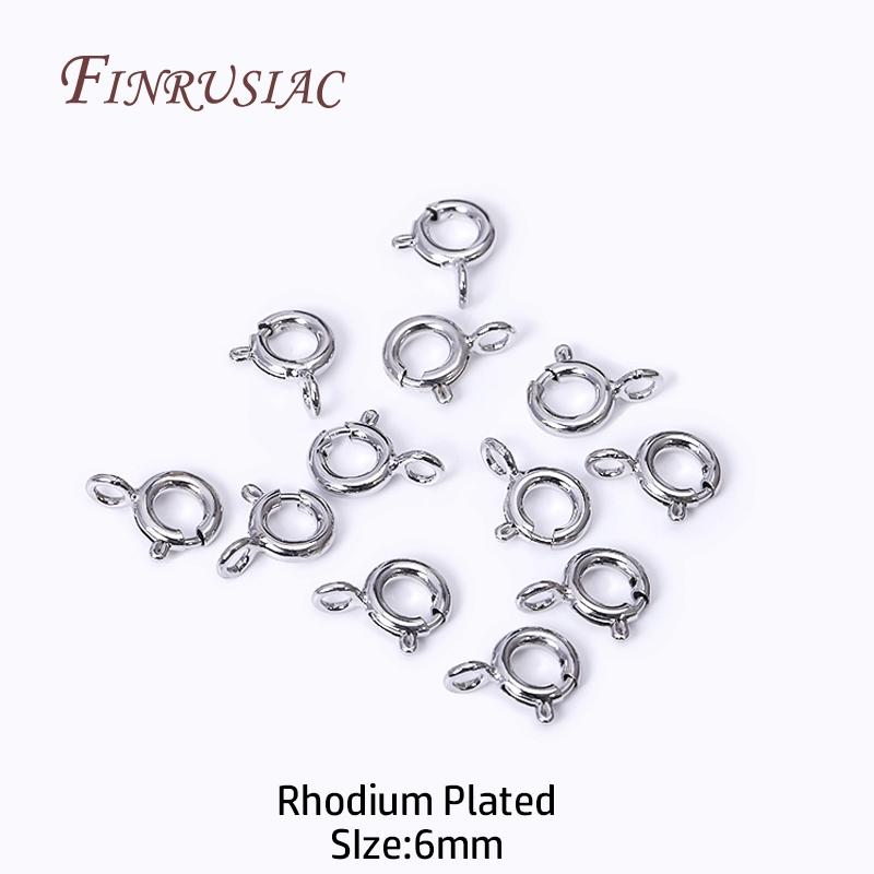 5/5.5/6/7mm Size 18K Gold Plated Brass Spring Ring Clasp with Open Ring, Round Clasps Connector For Bracelet Necklace Making